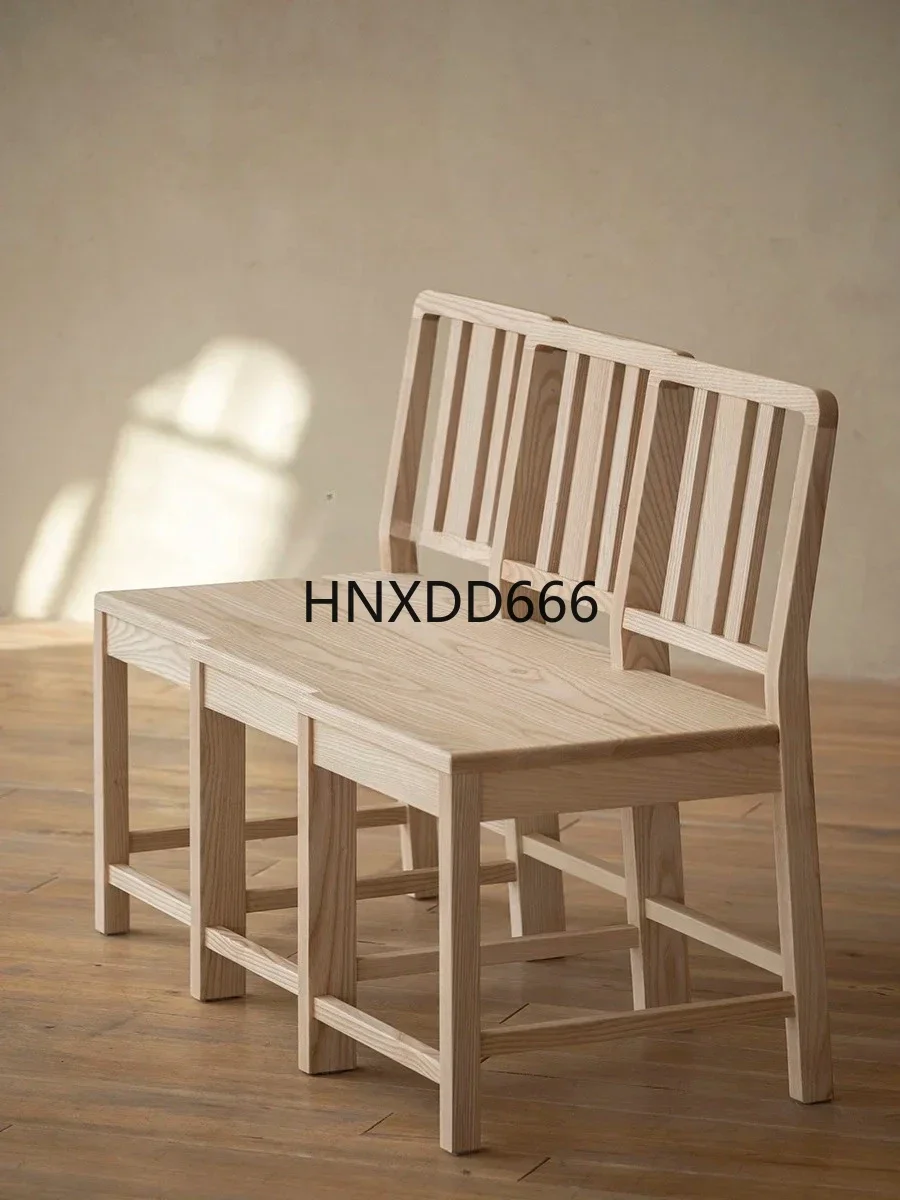 

Copy and Paste Long Solid Wood Dining Chair Backrest Integrated Designer Creative Design