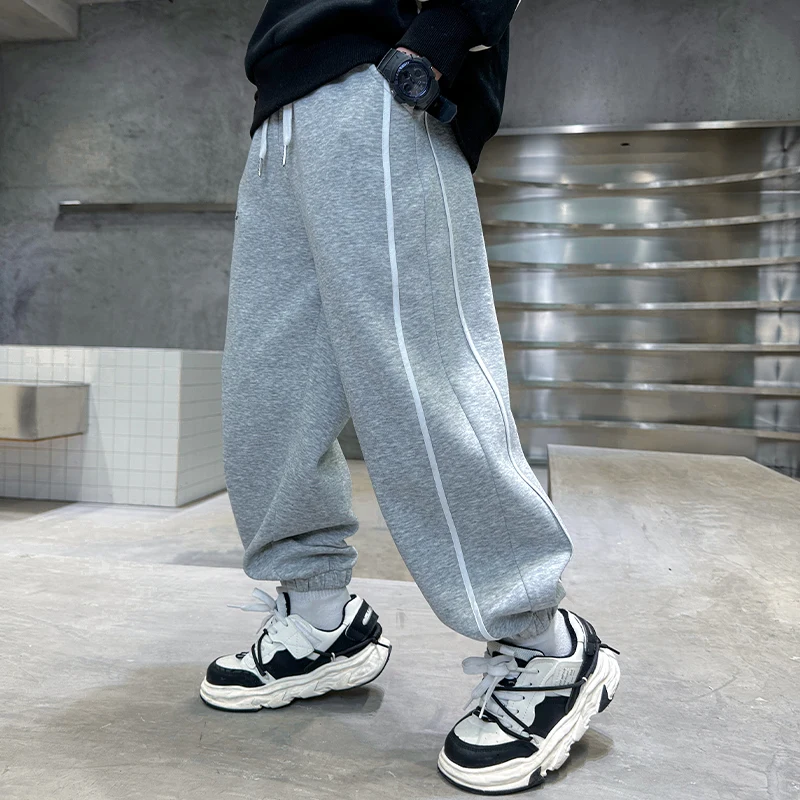 Hot Sale Kids Casual Sports Track Pants with Side Stripe for Tweens Boy Cotton Spoty Trousers Sweatpants Child Trackpants 5-14Y