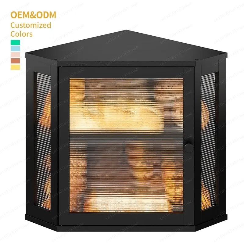 

2-Floor Corner Wooden Storage Large Capacity Agricultural Bread Box Holder with Window Kitchen Countertop