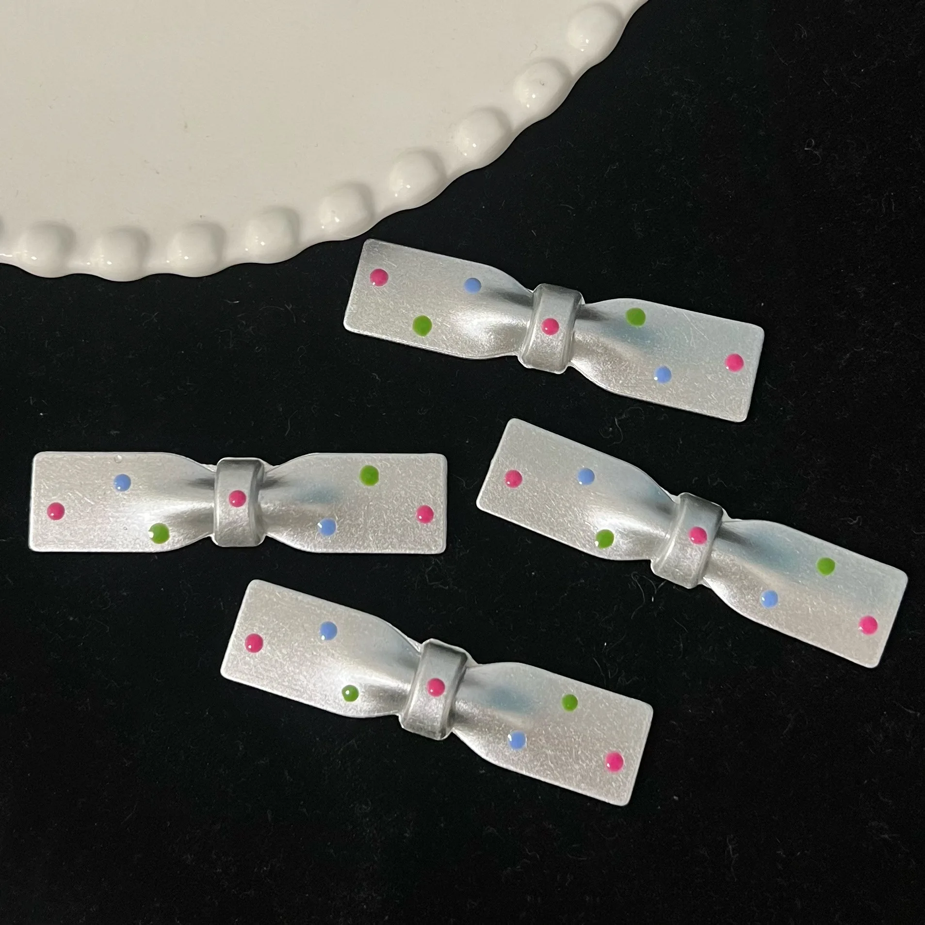 5pcs miniso series bow cartoon resin flatback cabochons diy crafts materials jewelry making charms