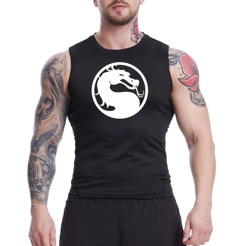 Ärmelloses Kompressionsshirt mit Totenkopf-Flügel-Print für Herren, sportliche, schnell trocknende Tanktops, Fitness-Workout-Lauf-Baselayers, Unterhemden – Detail 28