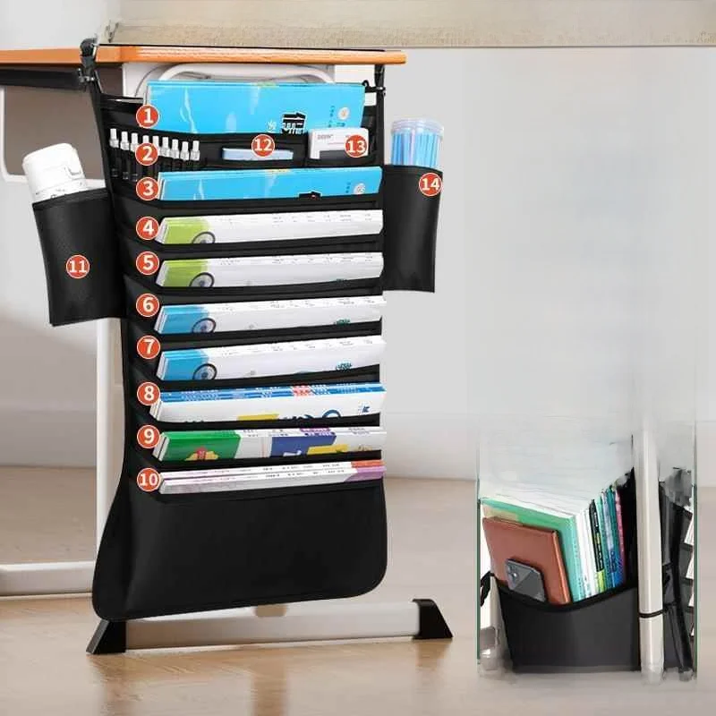 Side Table Book Bag Storage Rack for Middle School Students Desk Organizer High School Junior High Home Use Utility Set