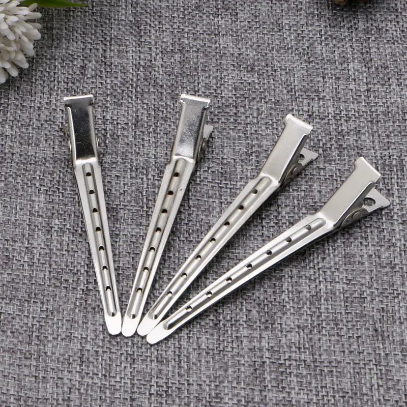 

L5YC New 10pcs Hair Clips Stainless Steel Hairdressing Duck Bill Clips