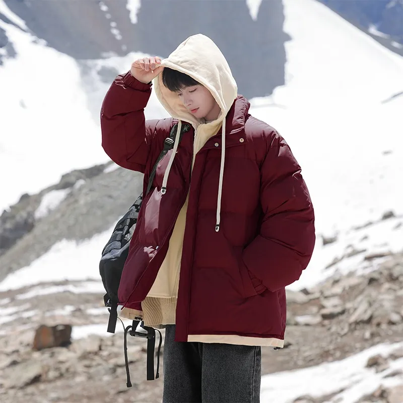 Parka à capuche rembourrée pour hommes, coupe-vent combiné, vestes d'hiver, vêtements rétro japonais, automne, 2024