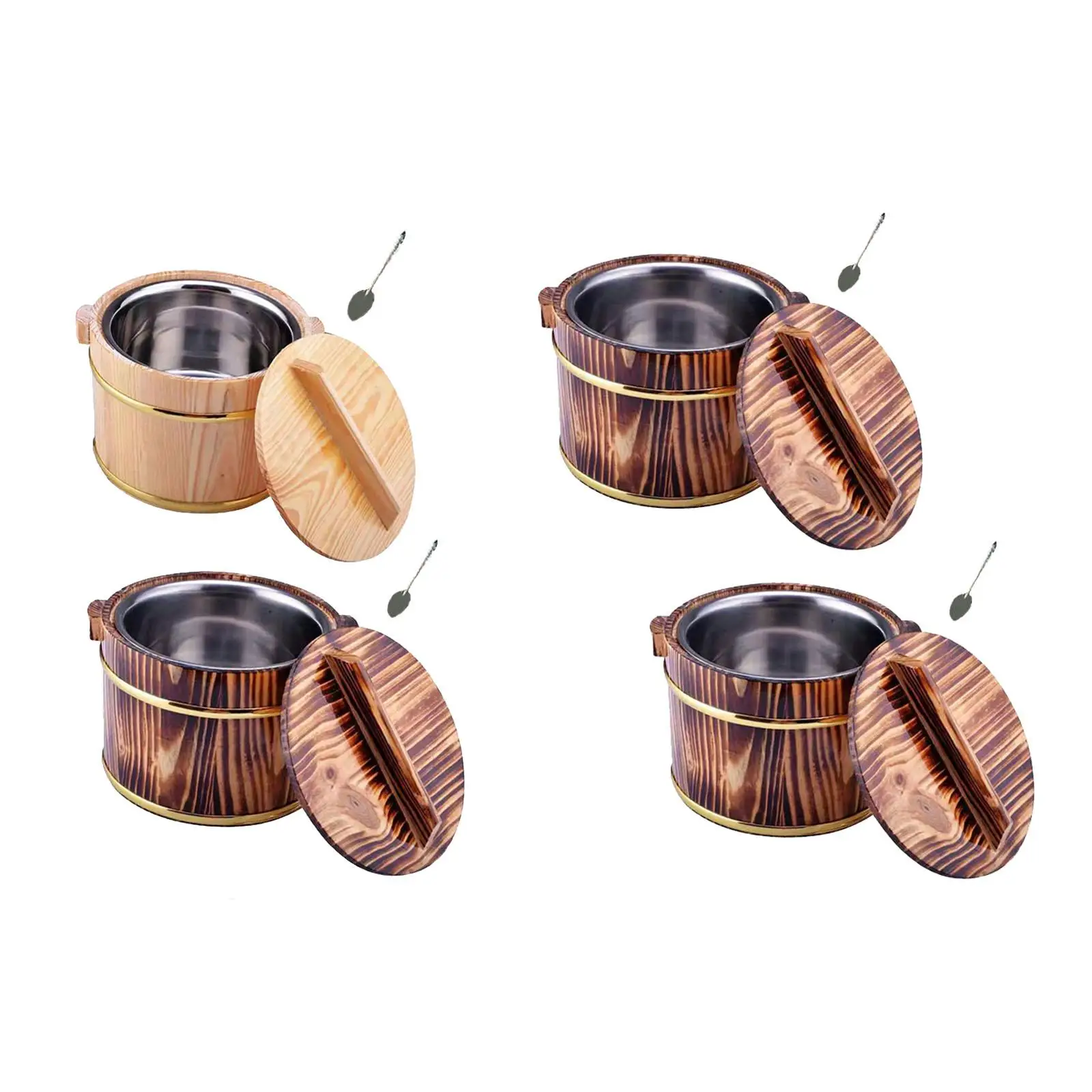 

2 Pieces Wooden Rice Bowl Round Rice Cask for Cooking Restaurant Household