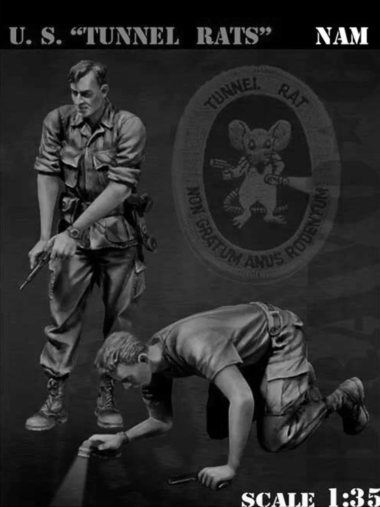 Unpainted Kit 1/ 35 US Tunnel Rats include 2 soldier figure Historical resin Figure Resin Kit Free Shipping