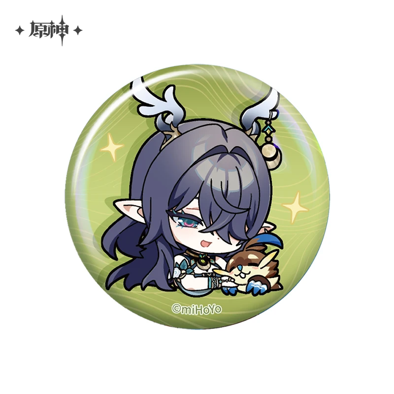 58 مللي متر لعبة Genshin تأثير تشيبي Ineffa Flins Skirk Lauma Aino تأثيري حلي شارة دبوس SPTE صفيح بروش دعامة عيد الميلاد جيلف #5