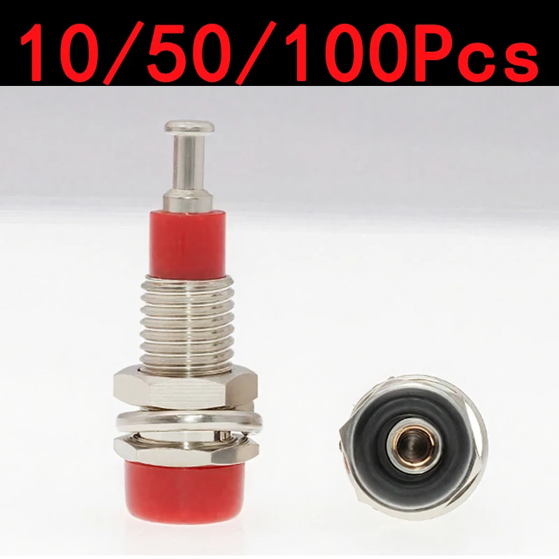 

10/50/100PCS 2mm Banana Socket Binding Post with Nut & Test Hole – DIY Electrical Connector Parts