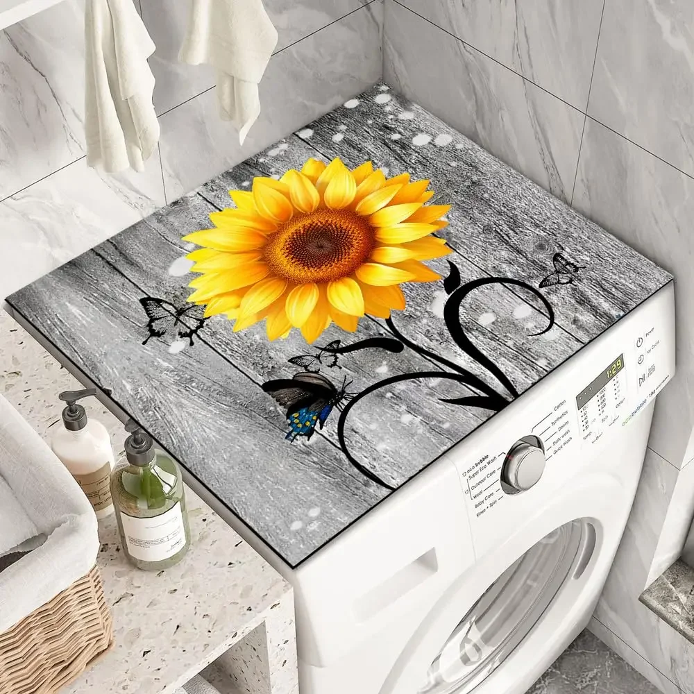Sunflower Bouquet Washer Dryer Dust Cover Creative Washing Machine Dust Cover Pad Fast Drying Absorbent Protector Mat