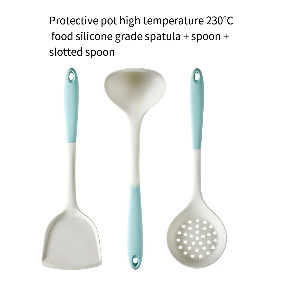 Two-color blue and white silicone kitchen utensils silicone spatula full package slotted spoon soup spoon rice spoon