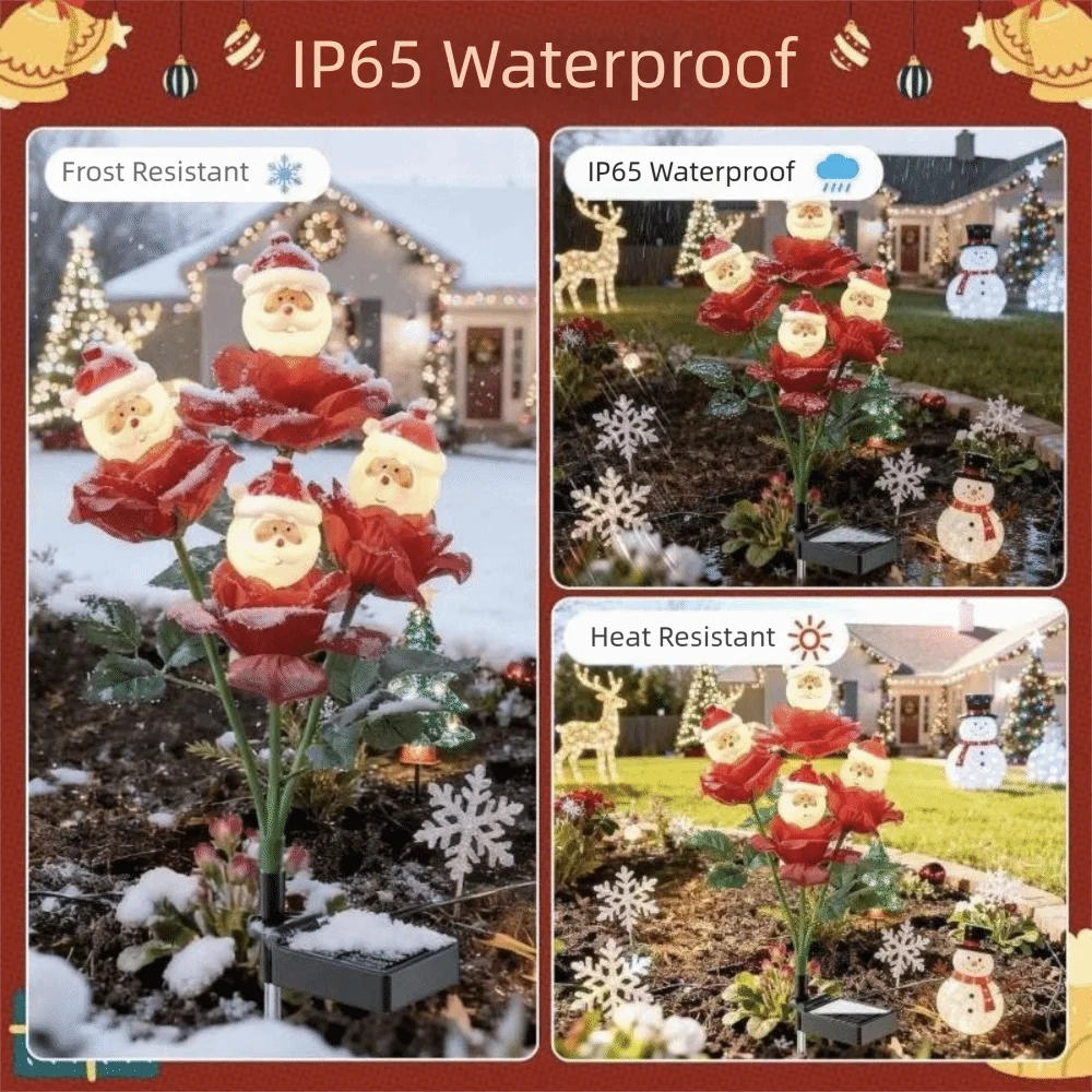 Solar Powered Solar Christmas Lights LED Rose Design Garden Stake Lights Snowman Design Doll Design Snowman Garden Light