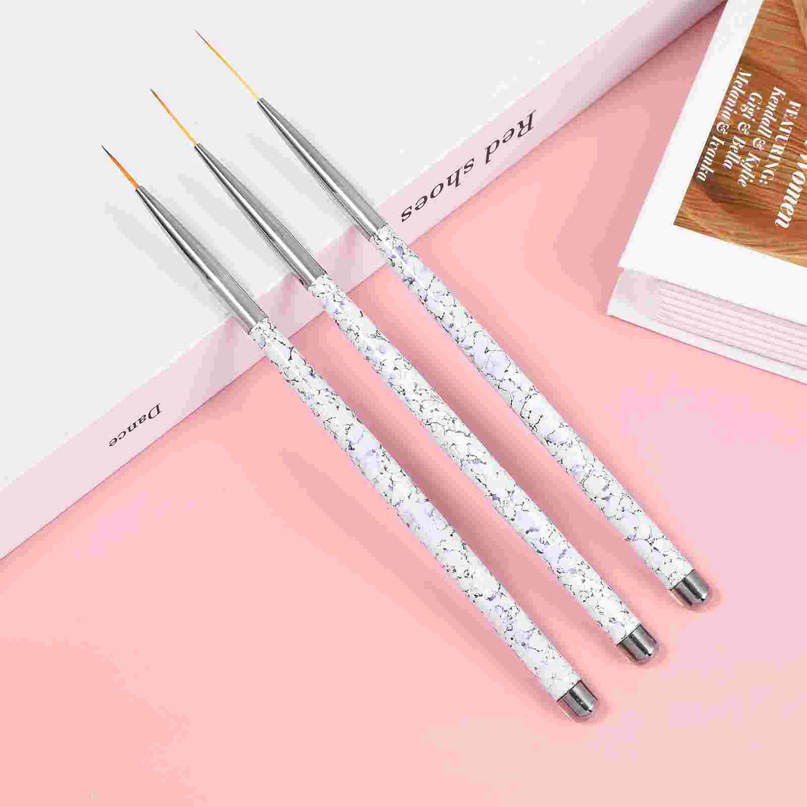 

3pcs Marble Effect Nail Pen Comfortable Grip Home Salon Decorative Creative Design Gift Nail Painting Tool