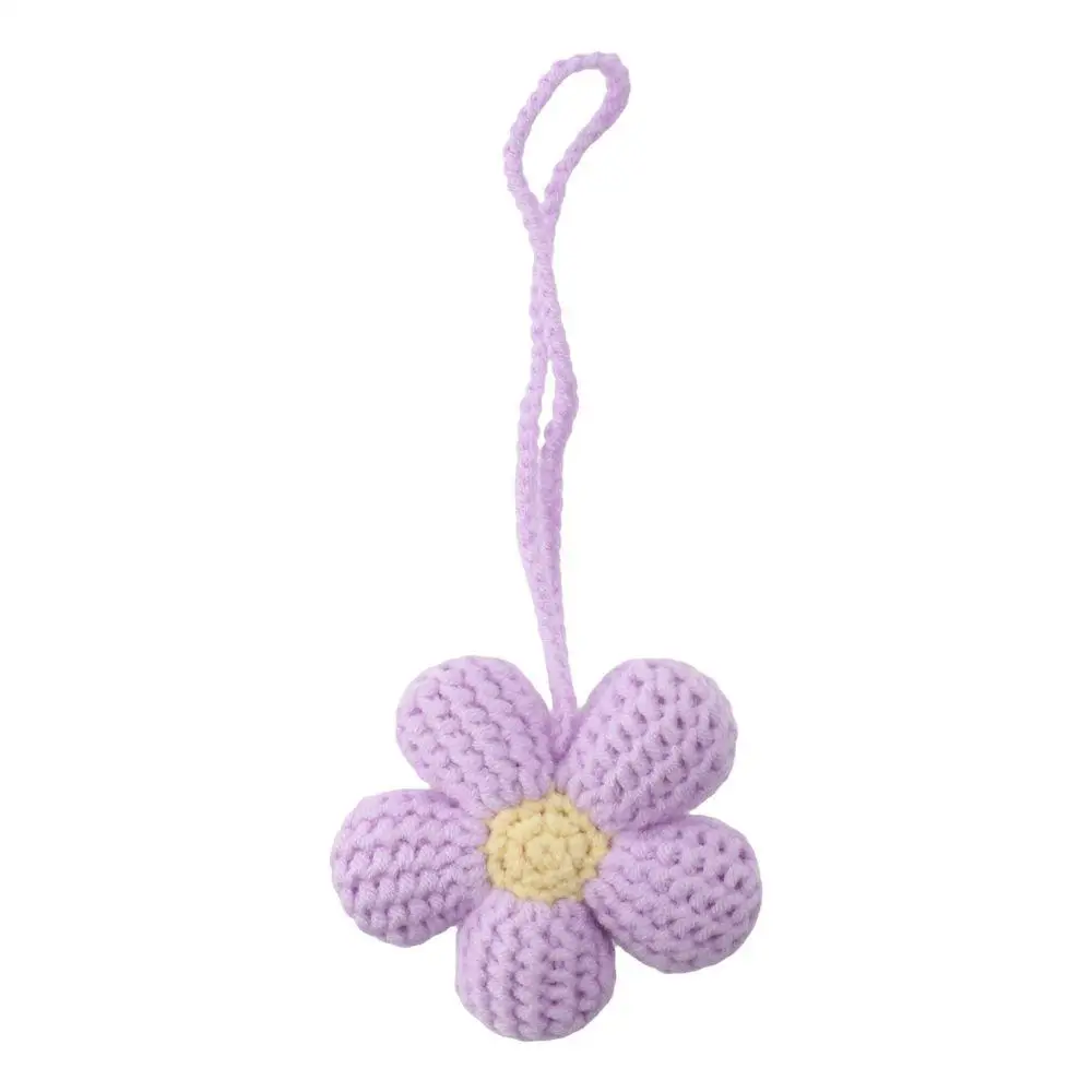 Cotton Car Rear View Mirror Accessories 6 Colors Crochet Flower Handmade Knitted Daisy Car Decor Cute Crochet Flower Car Decor