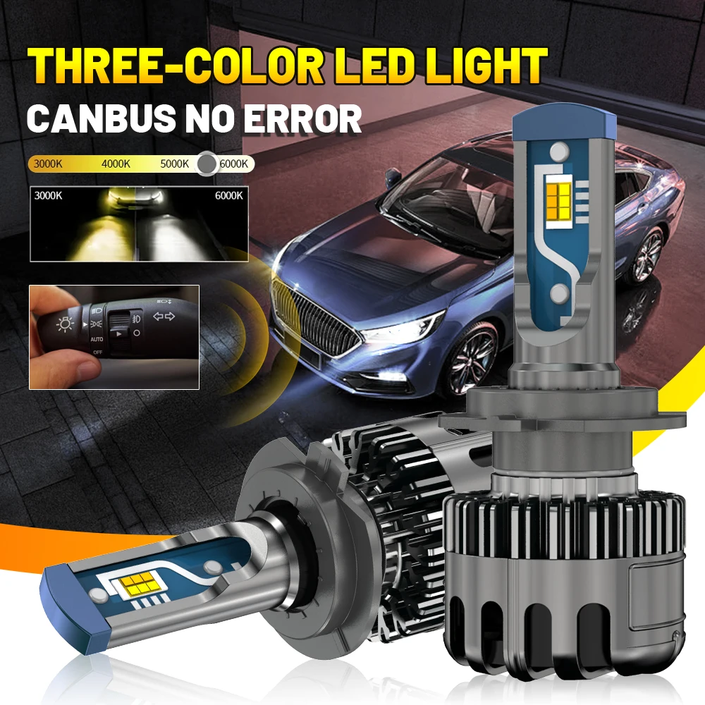 

6800W 18800000LM H7 H4 LED Headlight Canbus H1 H11 led 9005 HB3 9006 HB4 9012 6000K 4300K 3000K Three Color Control Car LED Bulb