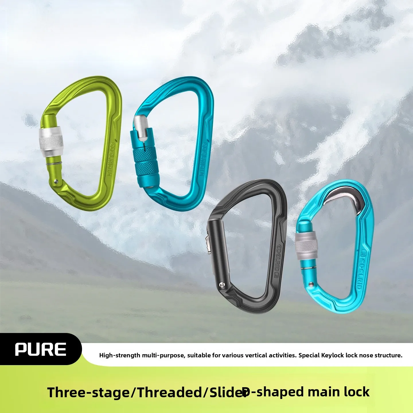 edelrid-pure-bulletproof-lightweight-d-shaped-main-lock-pour-l'alpinisme-l'escalade-sur-glace-l'escalade-sur-rocher-equipement-de-sport-de-plein-air