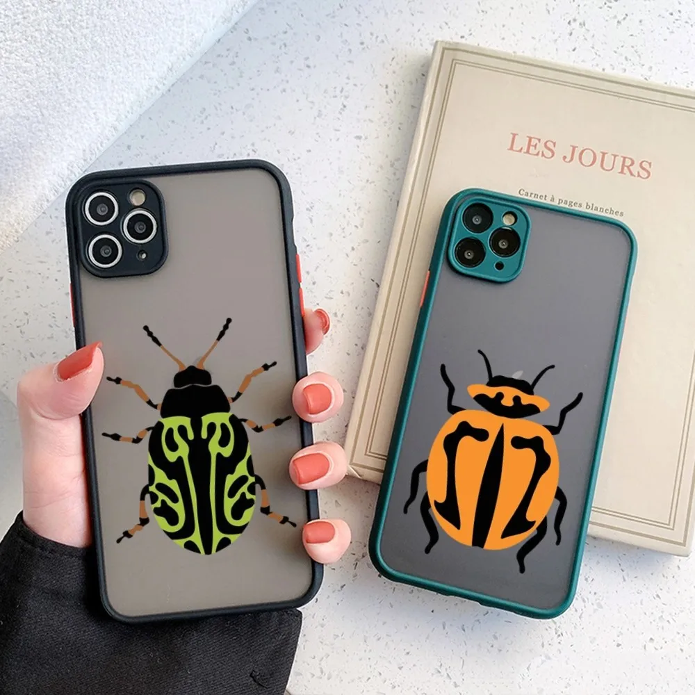 Bug Beetles Insects Phone Case for iPhone 14 11 12 13 Mini Pro Max 8 7 Plus X XR XS MAX Translucent Matte Cover