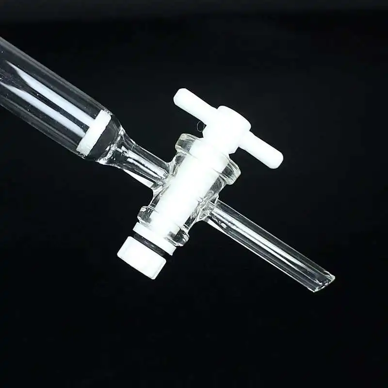 Kolom kromatografi kaca pelat pasir, kolom filtrasi kaca piston PTFE mulut standar, kolom adsorpsi, kolom penukar ion