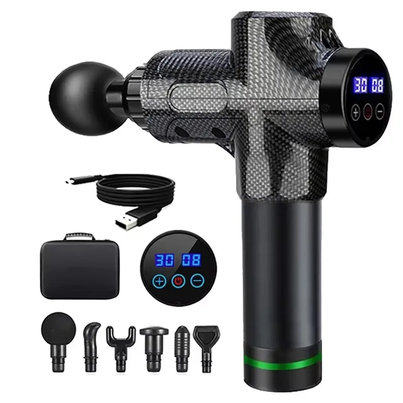 

Professional Massage Gun Carbon Black Custom Logo Low Moq Relax Slimming Body Muscle Fascia Deep Tissue Massage Gun