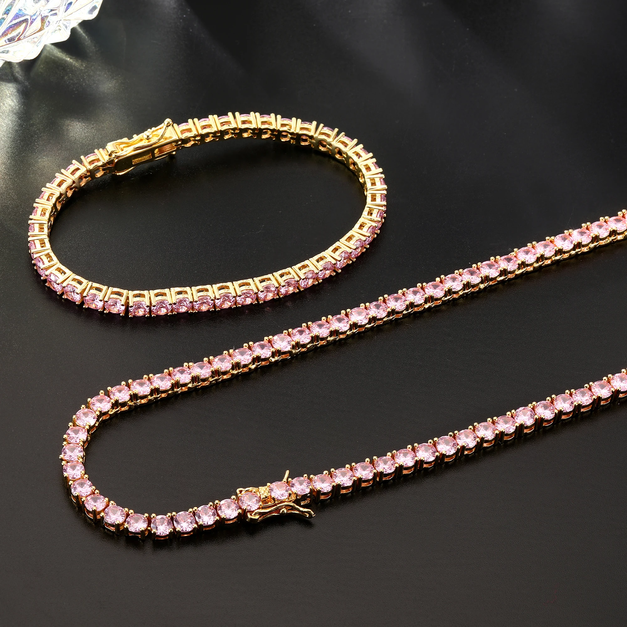 

Vientiane zircon bracelet set 18K gold plated ladies gemstone jewelry set