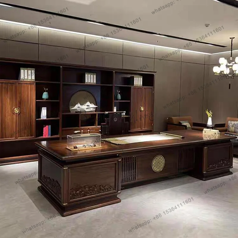 zj.Wooden Manager Executive Office Desk Modern Designer Large Study Computer Desk Gaming Standing Scrivania Work Station Table