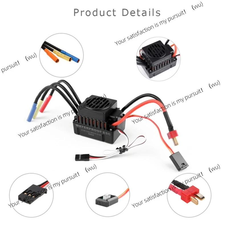 Waterproof 3650 4300KV Brushless Motor with 60A ESC Combo Set for 1/10 RC Car Truck