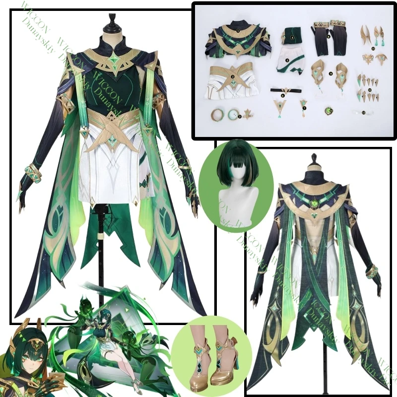 

Genshin Impact Nefer Косплей Наряд Головные Уборы Для Женщин Kawaii Jirai Kei Look Включает Парик 3D Аксессуары Идеально Подходит Для Хэллоуина