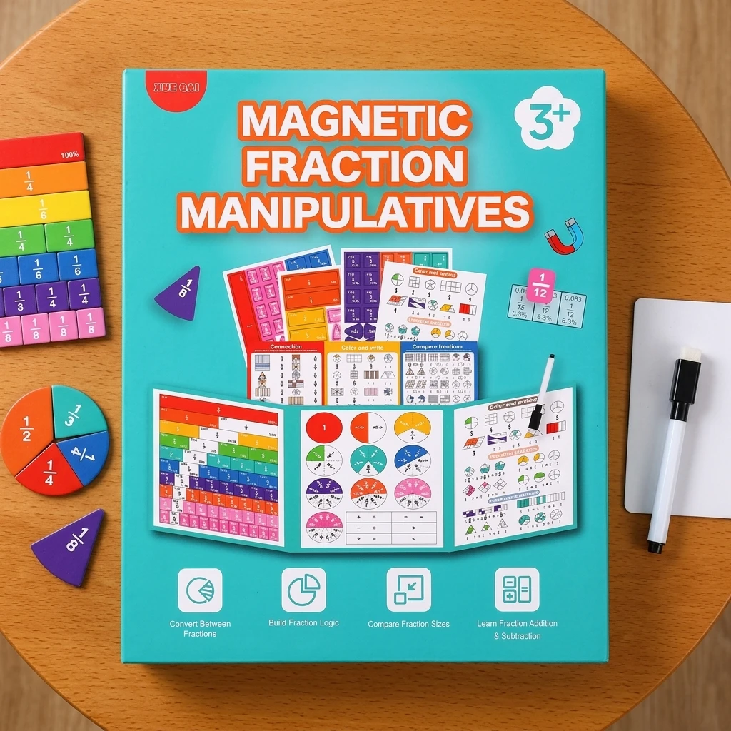 1 Set Fraction Learning Kit Colorful Magnetic Math Manipulatives Educational Tools for Elementary Students Classroom