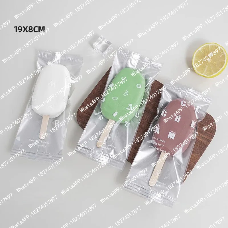 200pcs Lucky Panda Ice Cream Packaging Bag Plastic Popsicle Sealed Bag DIY Ice Cream Packing Bags 19x8cm
