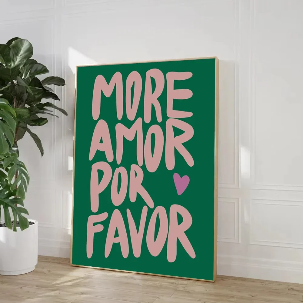 Maximalist More Amor Por Favor Quote Posters Wall Art Canvas Painting Modern Eclectic Print Pictures Living Room Home Decoration