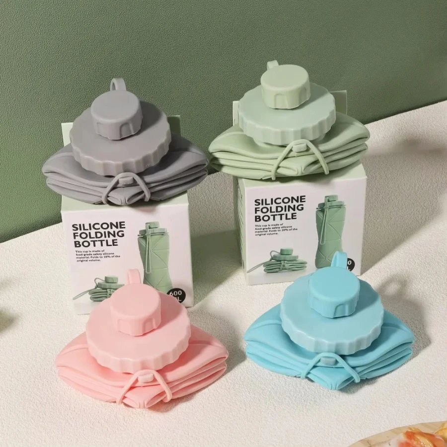 

Easy take Silicone Folding Bottle Adult Portable Reusable Plastic Cups Outdoor Travel Water Bottle Motivational Drinking Bottle