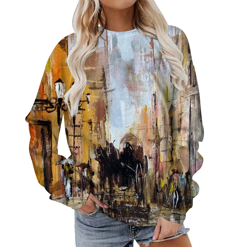 بلوزات النساء البلوز هوديس الشتاء عادية ثلاثية الأبعاد مطبوعة نسيج مريح كم طويل سترة الشتاء ملابس امرأة 2025 #2