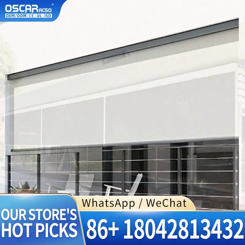 

Motorized Windproof Shades for Outdoor Hotel Sunshine Room and Hospital Gazebo with Modern Rainproof Design Rolling Blind