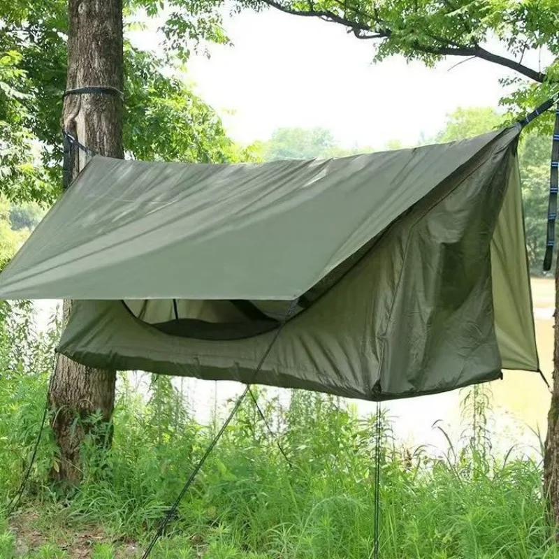 Multifunctional Camping Tent with Suspended Hammock & Sun Canopy Durable Easy Setup Anti-mosquito Portable Travel Tent