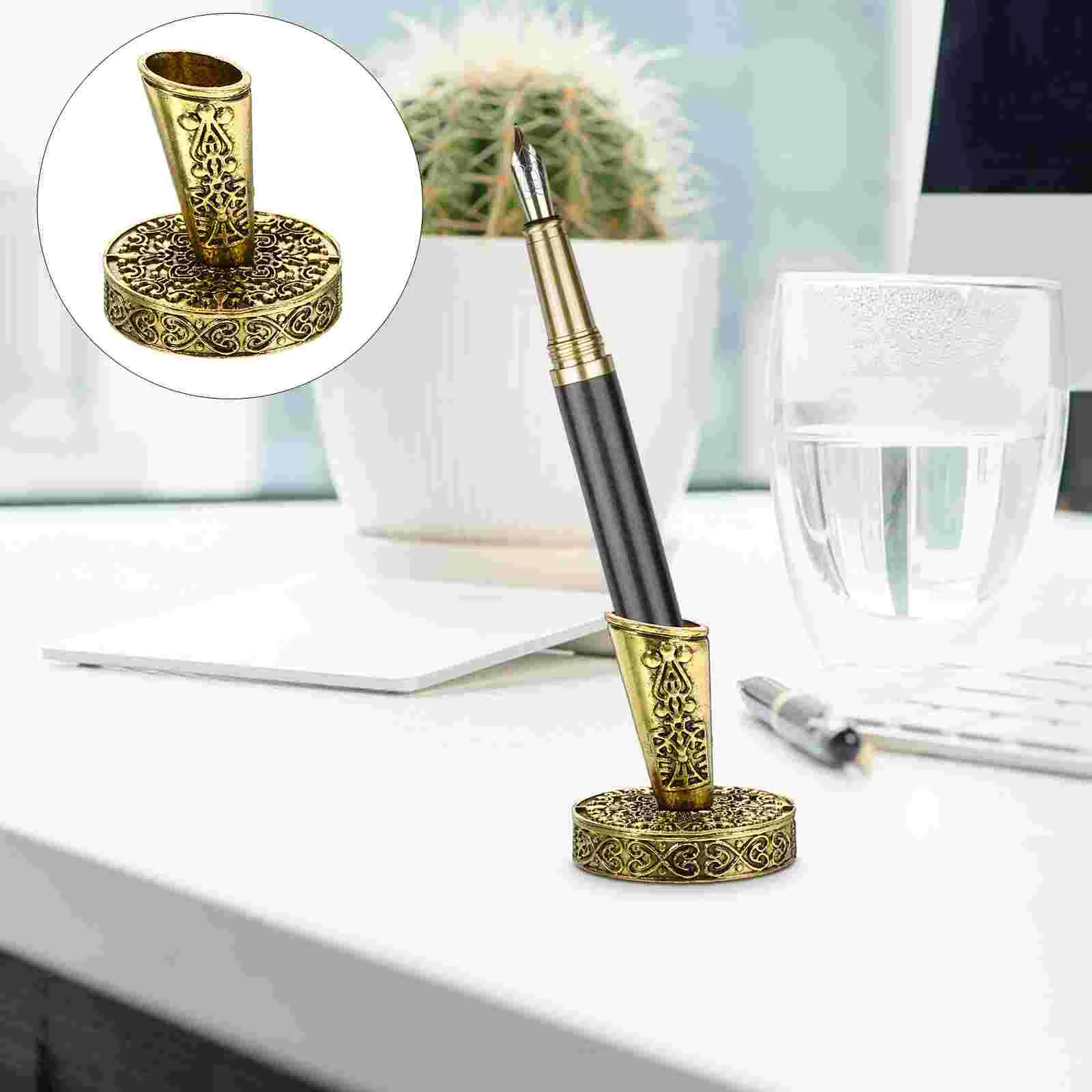 Retro Oblique Pen Holder Stand for Students Fountain Desk Home Nice Single Quill-pen Support Three-dimensional