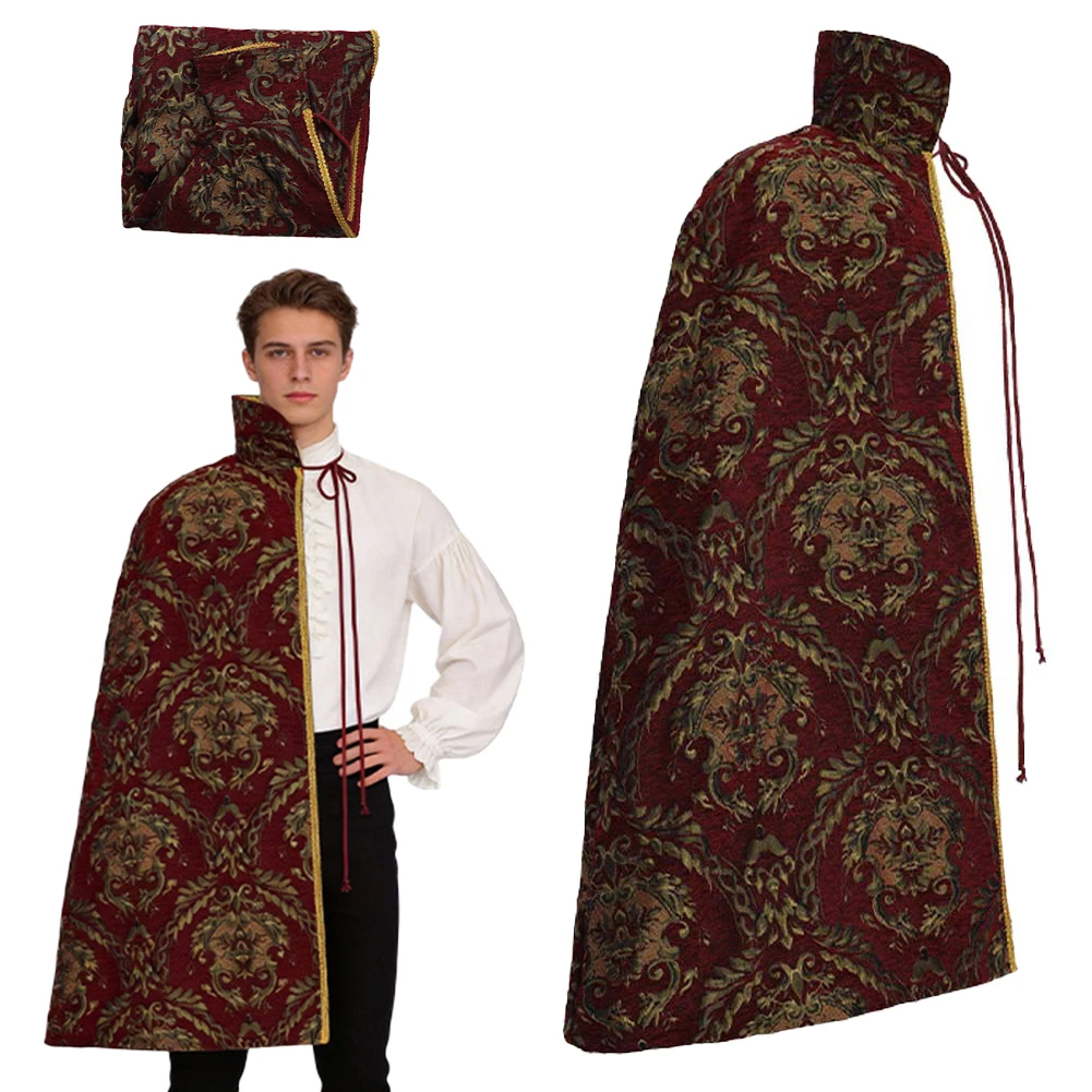 

Medieval King Prince Cape Cosplay Fantasy Shawl Half Shoulder Cloak Renaissance Stage Costume Disguise Halloween Outfits