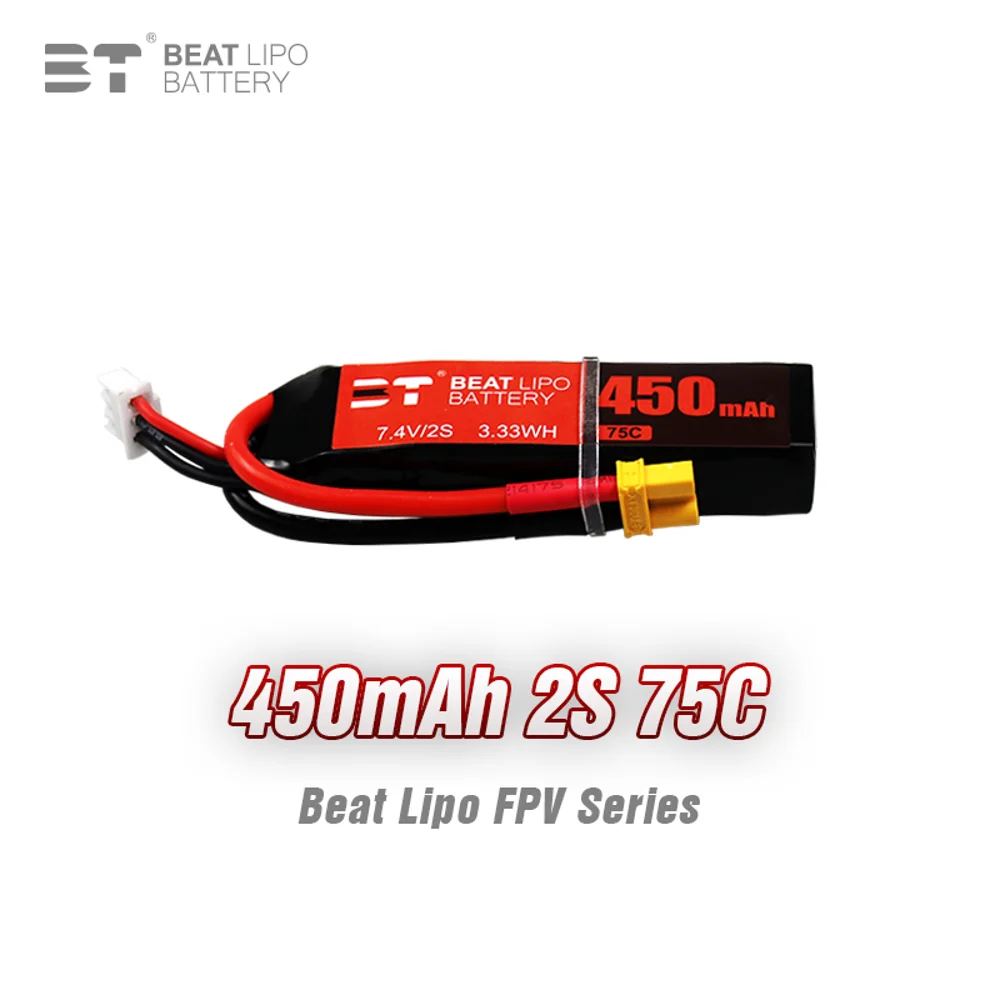BEAT 2S 7.4V 450mAh 75C LiPo Battery 1PC/2PCS/3PCS/4PCS/5PCS/6PCS For RC Helicopter Quadcopter FPV Racing Drone With XT30 Plug