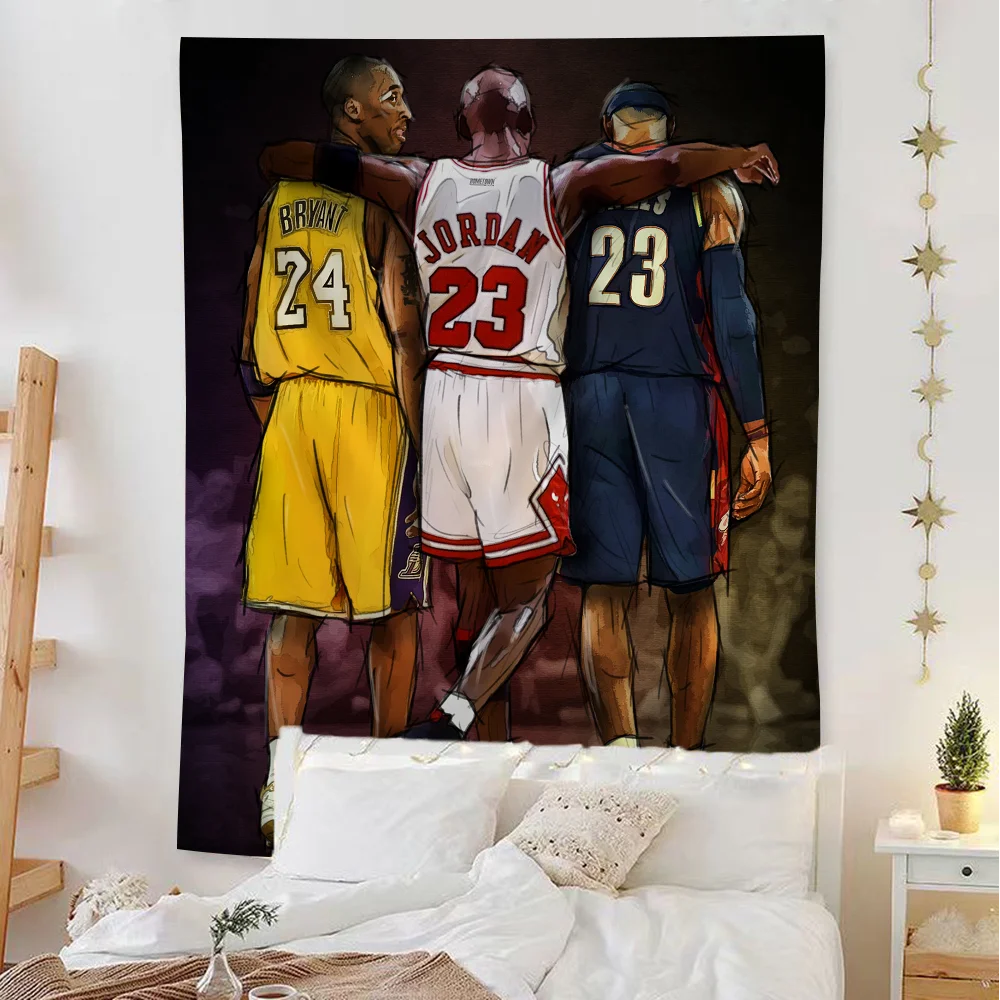 Famous Basketball Player Basketball Celebrities  Anime Tapestry Hippie Flower Wall Carpets Dorm Decor Cheap Hippie Wall Hanging