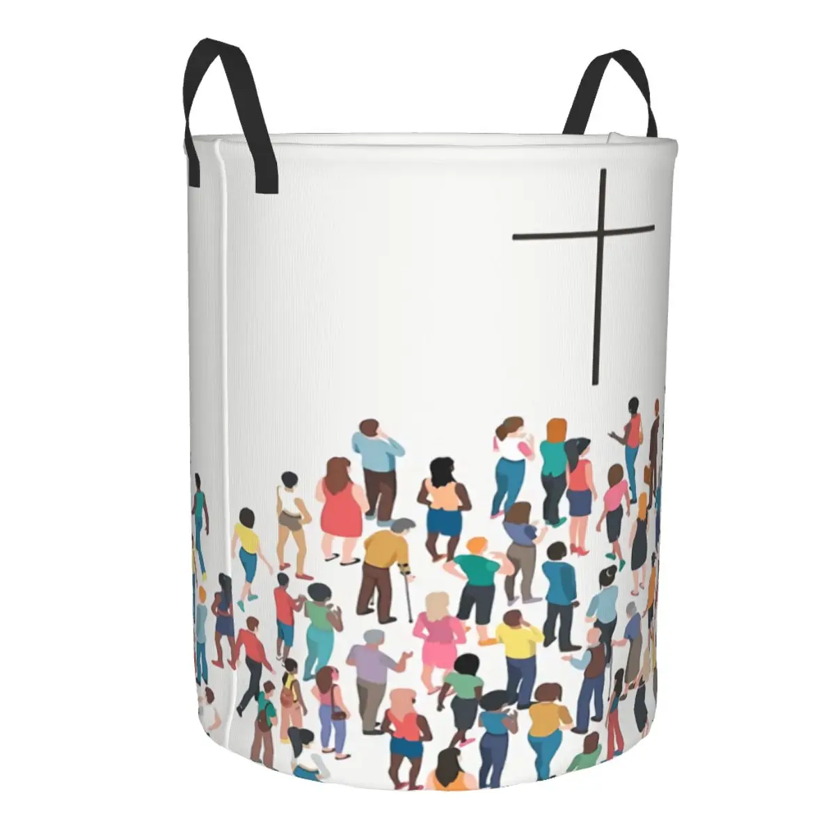 Custom The Cross Of Jesus Christ Laundry Basket Foldable Clothes Hamper for Baby Kids Toys Storage Bin