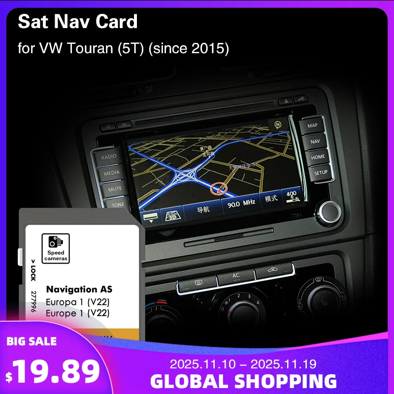 

for VW Touran 5T from 2015 Map Version 2025 AS V22 Navigation SD GPS 32GB Card Finland Netherlands Car Sat Nav