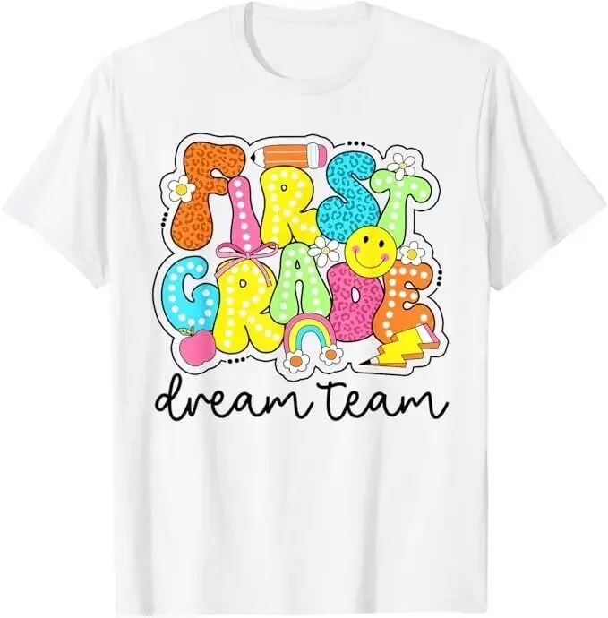 First Grade Dream Team Retro Back To School Teacher Student T-Shirt, Size S-5XL