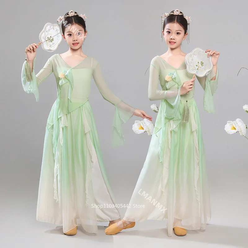 classical-dance-children's-gauze-clothes-gradient-color-han-tang-dance-practice-clothes-chinese-style