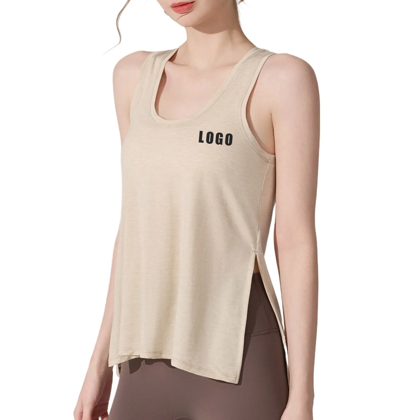 Custom LOGO Women's Sports Fitness Vest Quick-Drying Breathable Sleeveless Top Running Pilates Yoga Suit
