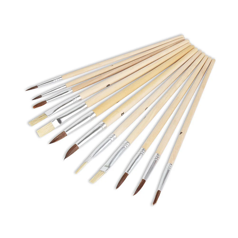 

13pcs Painting Brush Set Wooden Handle Aluminum Ferrule For Oil Watercolor Painting Art Supplies Adults Drawing