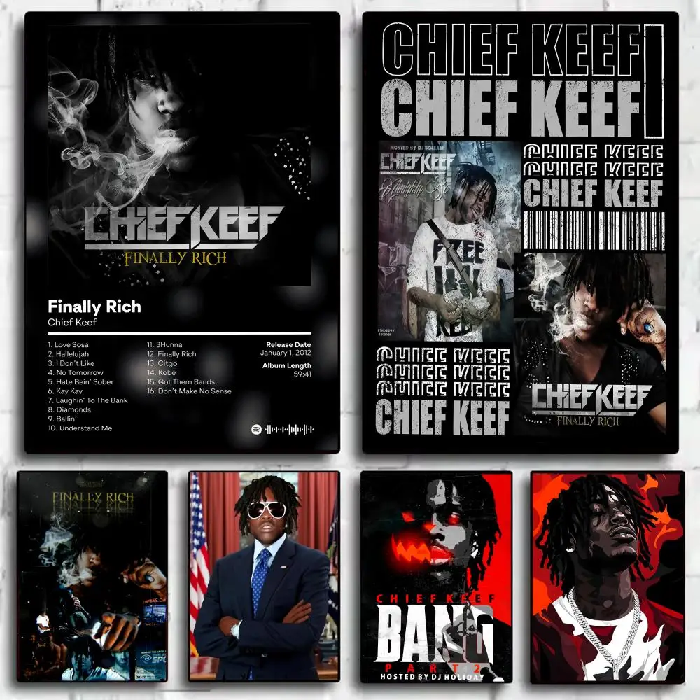 ملصق ألبوم Pop Rap C_Chief K_Keef ملصقات جدارية فنية جدارية مطبوعة للصور لديكور غرفة المعيشة المنزلية والممر