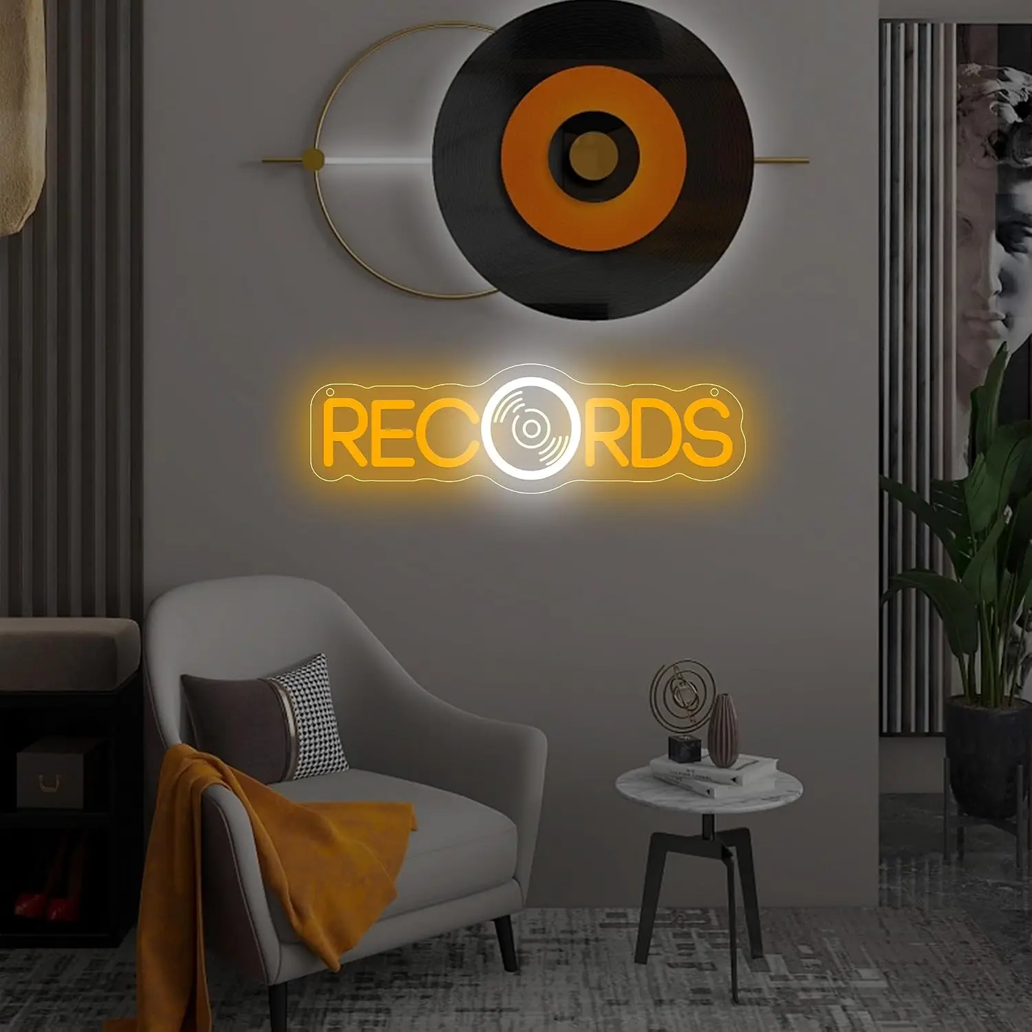 RECORDS Vinyl Disk LED Neon Sign USB Wall Light Vintage Music Neon Lamp Record Shop Bar Studio Man Cave Music Room Decor Gift