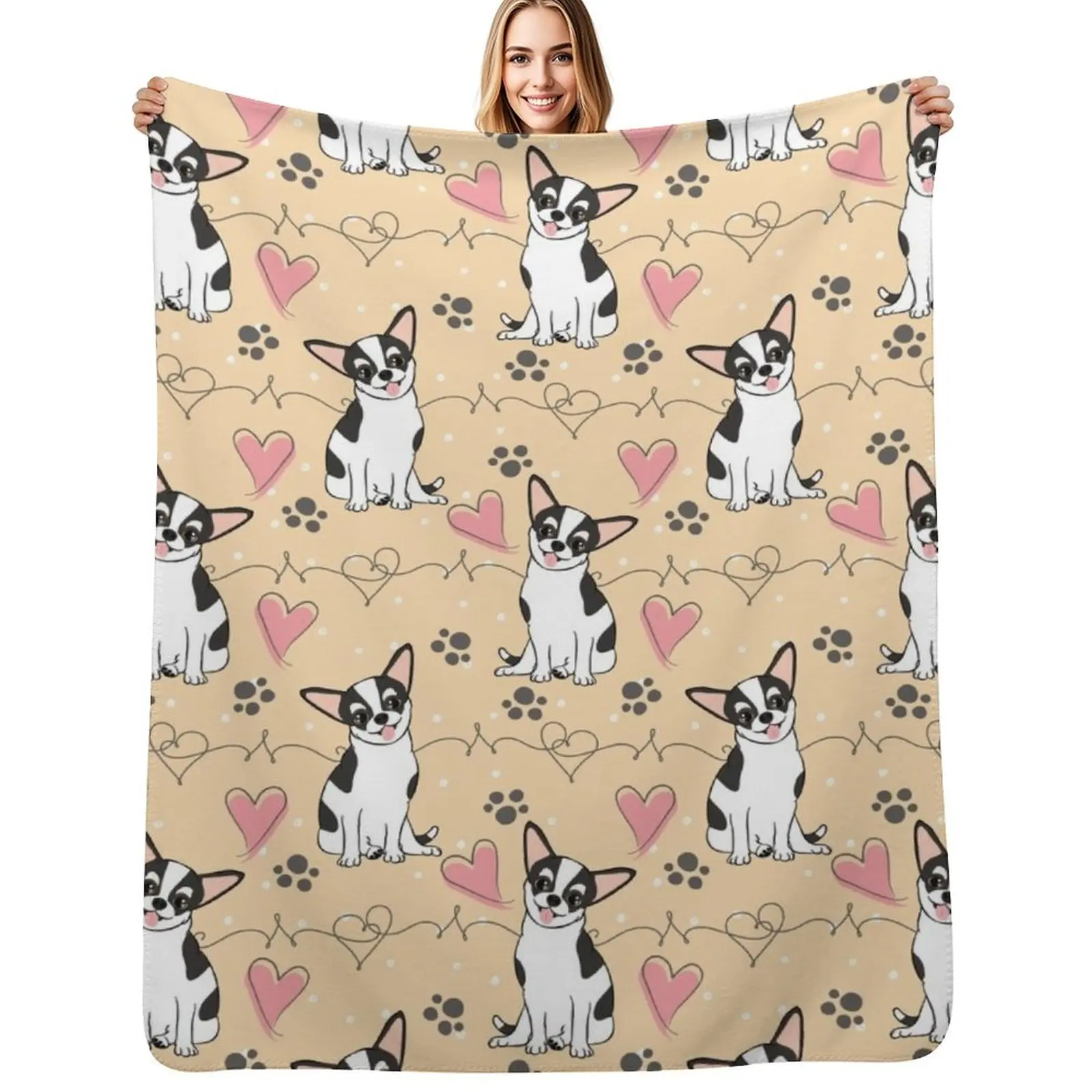 LOVE Black White Chihuahua 1 Throw Blanket Summer Blankets For Sofas Decorative Sofas For Sofa Thin Loose Multi-Purpose Blankets
