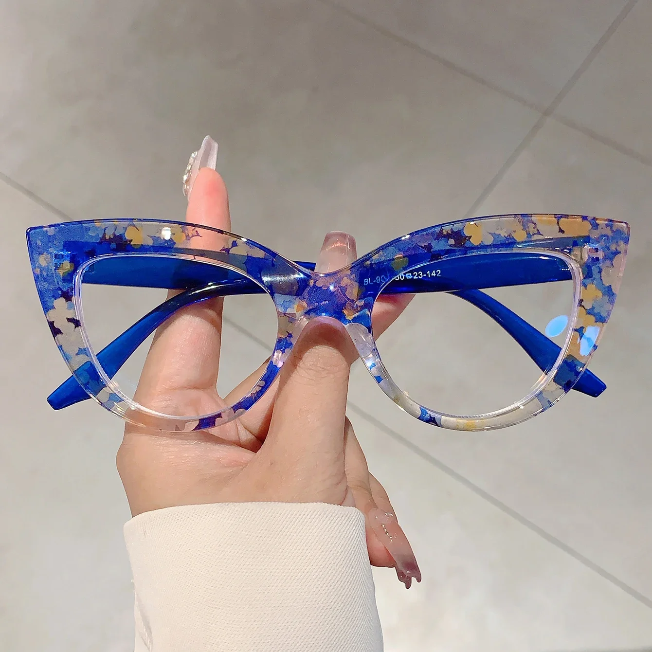 KAMMPT Vintage Cat Eye Glasses Women Stylish Multi-color Rim Blue Light Blocking Eyewear New Fashion Non-prescription Eyeglasses