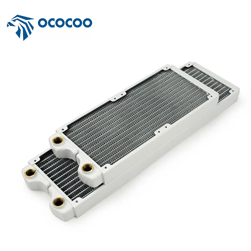 OCOCOO Copper Radiator 240mm/360mm G1/4 Therad 27mm Thickness PC Water Cooler Heat Sink Suitable For 120mm Fan White PT240/360-W