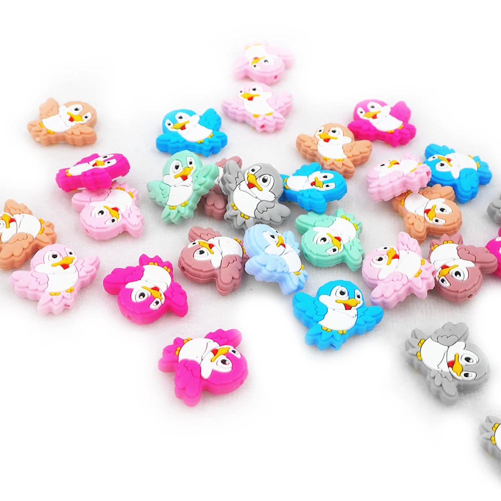 Chenkai 50pcs Bird Beads Food Grade Silicone Bead BPA Free Baby Teething Infant Chewable Dummy Necklace Pacifier Toy Accessories