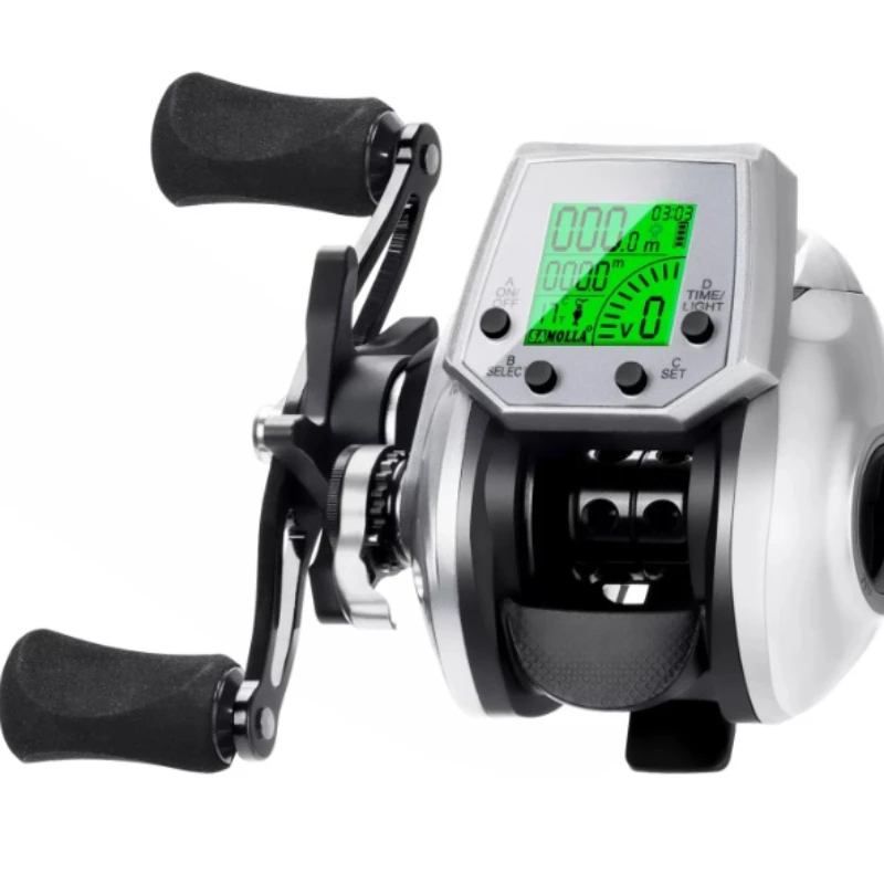 Digital Baitcasting Reel with Fish Alarm & Digital Display, For Raft, Boat & Bridge Angling